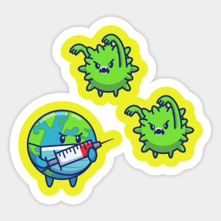 World Inject Corona Virus Cartoon Sticker